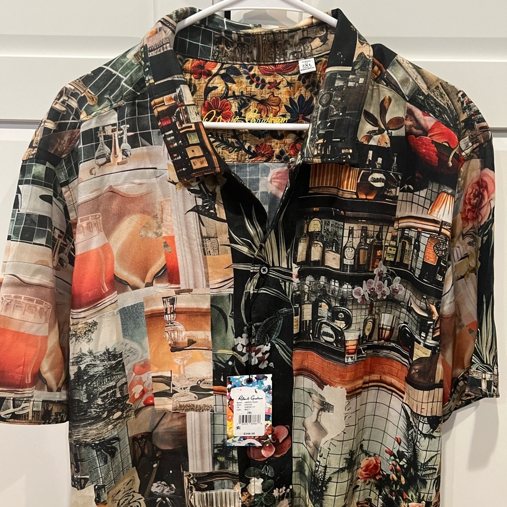 Robert Graham Multicolor Collage Print Men's Shirt - Style Name: Harry’s Place - Picture 4 of 7